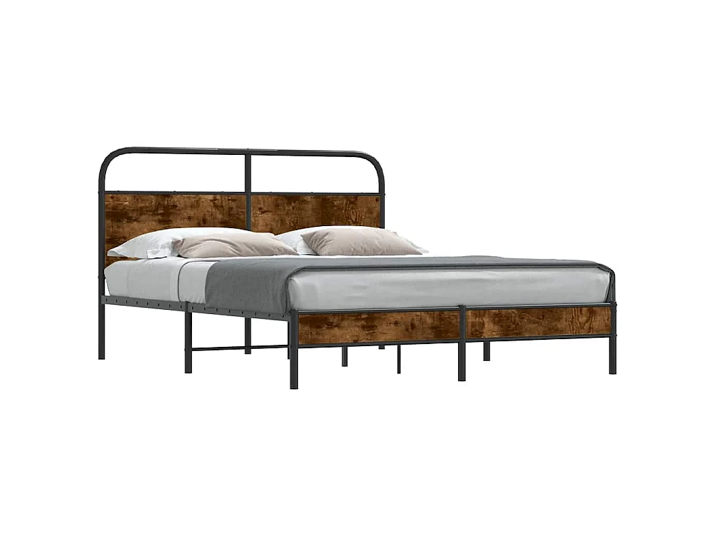 Bedframe zonder matras bewerkt hout gerookt eiken 160x200 cm