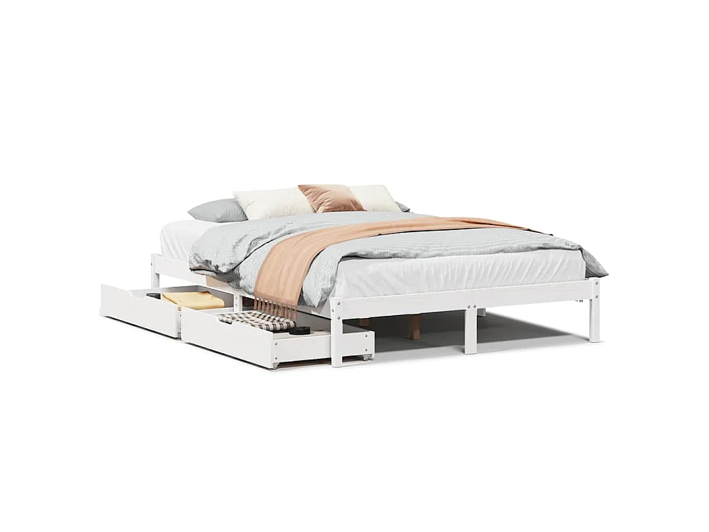 Bedframe zonder matras massief grenenhout wit 120x200 cm