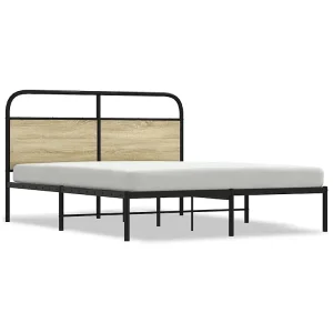 Bedframe zonder matras bewerkt hout sonoma eikenkleur 150x200cm Bedframe zonder matras bewerkt hout sonoma eikenkleur 150x200cm