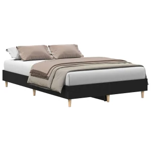 Bedframe Zwart eiken 140 x 190 cm Bewerkt hout Bedframe Zwart eiken 140 x 190 cm Bewerkt hout