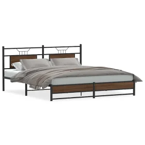 Bedframe zonder matras bewerkt hout bruin eikenkleur 160×200 cm Bedframe zonder matras bewerkt hout bruin eikenkleur 160×200 cm
