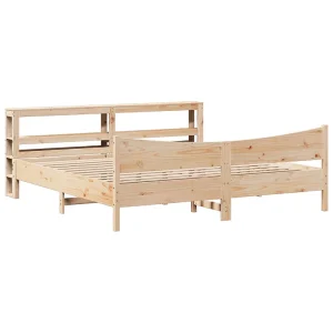 Bedframe met hoofdbord massief grenenhout 200×200 cm Bedframe met hoofdbord massief grenenhout 200×200 cm