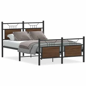 Bedframe zonder matras bewerkt hout bruin eikenkleur 120×190 cm Bedframe zonder matras bewerkt hout bruin eikenkleur 120×190 cm