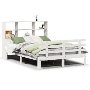 Bed met boekenkast zonder matras grenenhout wit 140×200 cm Bed met boekenkast zonder matras grenenhout wit 140×200 cm