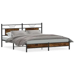 Bedframe zonder matras 183×203 cm spaanplaat gerookt eiken Bedframe zonder matras 183×203 cm spaanplaat gerookt eiken