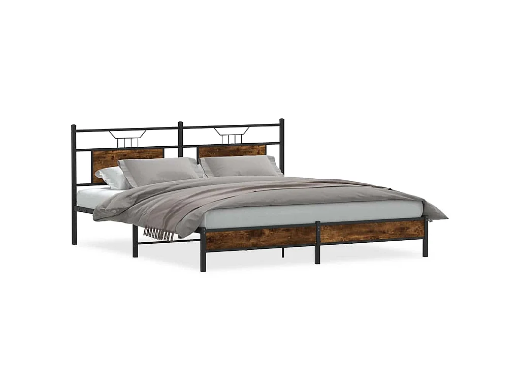 Bedframe zonder matras 183x203 cm spaanplaat gerookt eiken