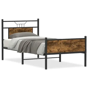 Bedframe zonder matras hout gerookt eikenkleurig 90×190 cm Bedframe zonder matras hout gerookt eikenkleurig 90×190 cm
