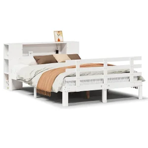 Bed met boekenkast zonder matras grenenhout wit 135×190 cm Bed met boekenkast zonder matras grenenhout wit 135×190 cm