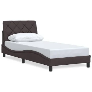 Bedframe zonder matras 90×200 cm stof donkerbruin Bedframe zonder matras 90×200 cm stof donkerbruin