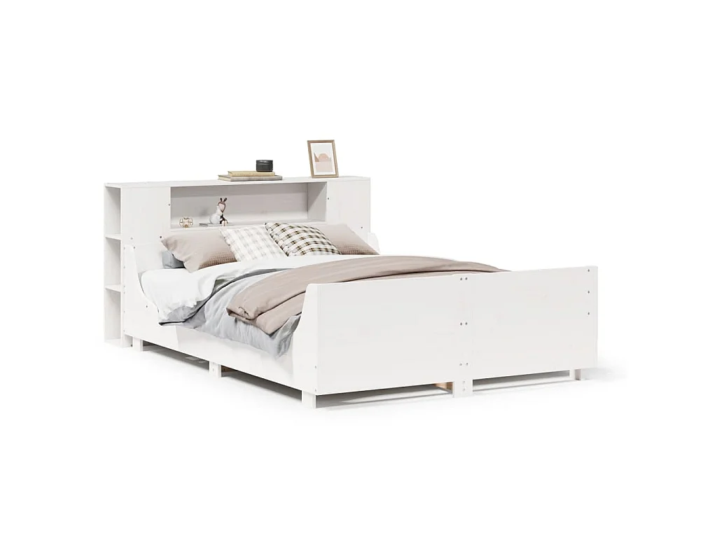 Bedframe zonder matras massief grenenhout wit 160x200 cm