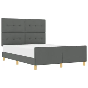 Bedframe met hoofdeinde Donkergrijs 140 x 190 cm Stof Bedframe met hoofdeinde Donkergrijs 140 x 190 cm Stof