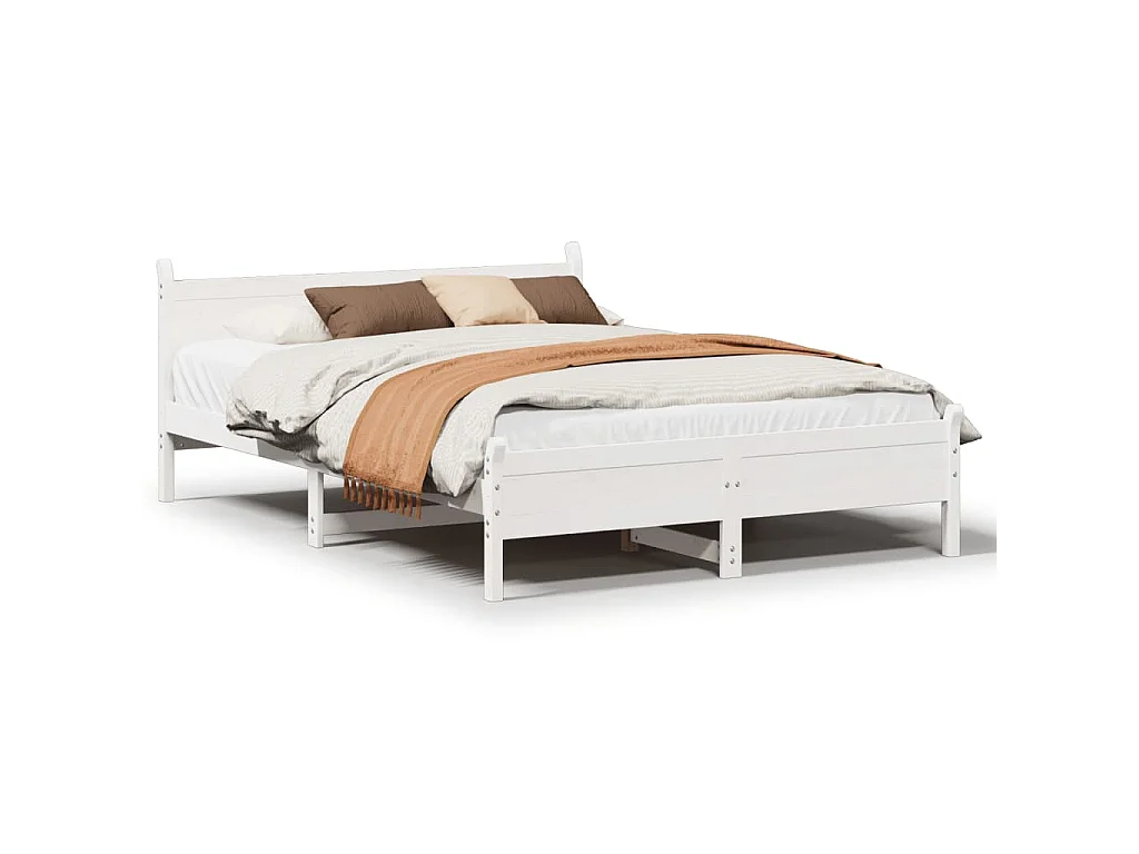 Bedframe zonder matras massief grenenhout wit 140x200 cm
