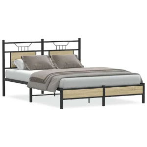 Bedframe zonder matras hout sonoma eikenkleurig 140×200 cm Bedframe zonder matras hout sonoma eikenkleurig 140×200 cm
