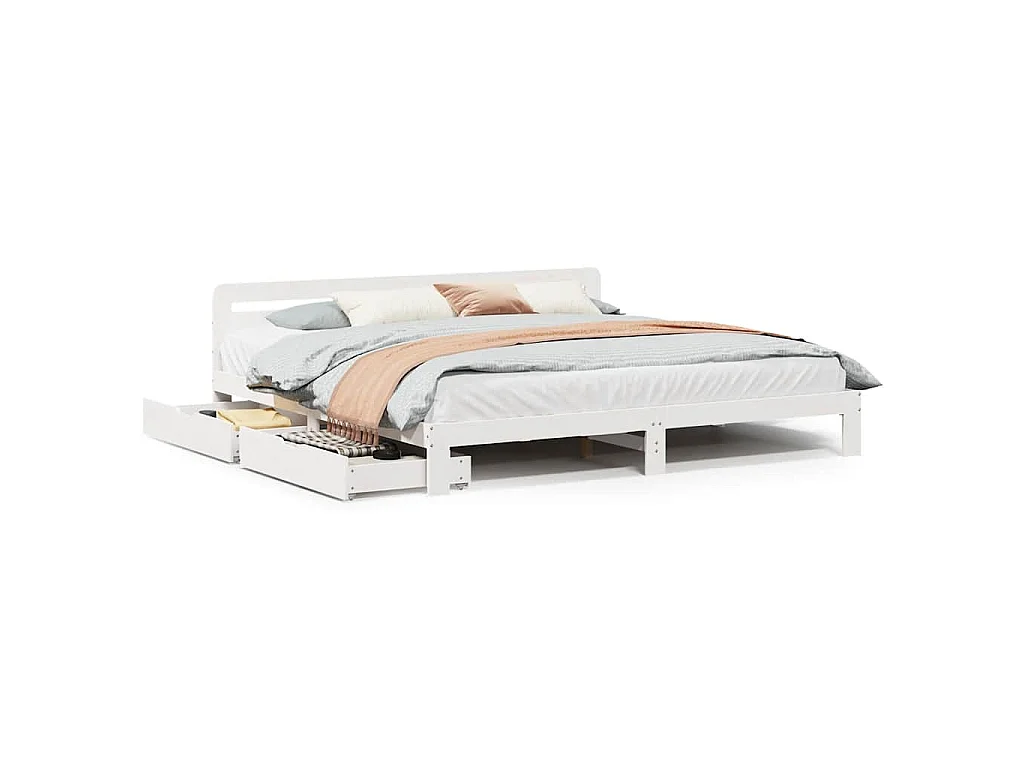 Bedframe zonder matras massief grenenhout wit 200x200 cm