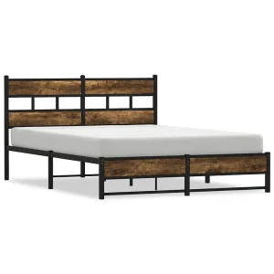 Bedframe zonder matras metaal gerookt eikenkleurig 135×190 cm Bedframe zonder matras metaal gerookt eikenkleurig 135×190 cm