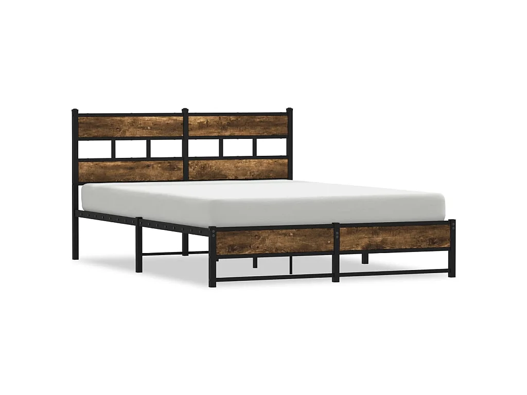 Bedframe zonder matras metaal gerookt eikenkleurig 135x190 cm