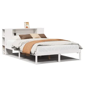 Bed met boekenkast zonder matras grenenhout wit 160×200 cm Bed met boekenkast zonder matras grenenhout wit 160×200 cm