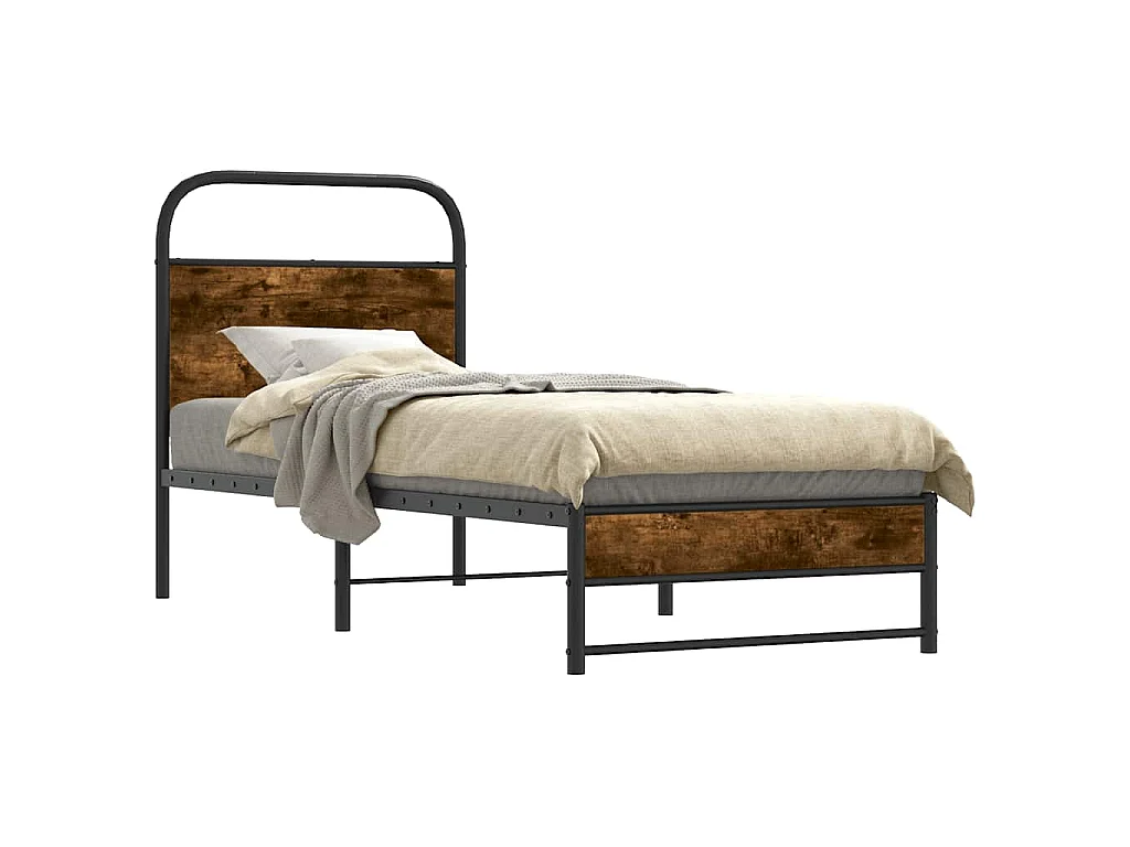 Bedframe zonder matras bewerkt hout gerookt eiken 80x200 cm