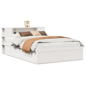 Bedframe zonder matras massief grenenhout wit 135×190 cm Bedframe zonder matras massief grenenhout wit 135×190 cm