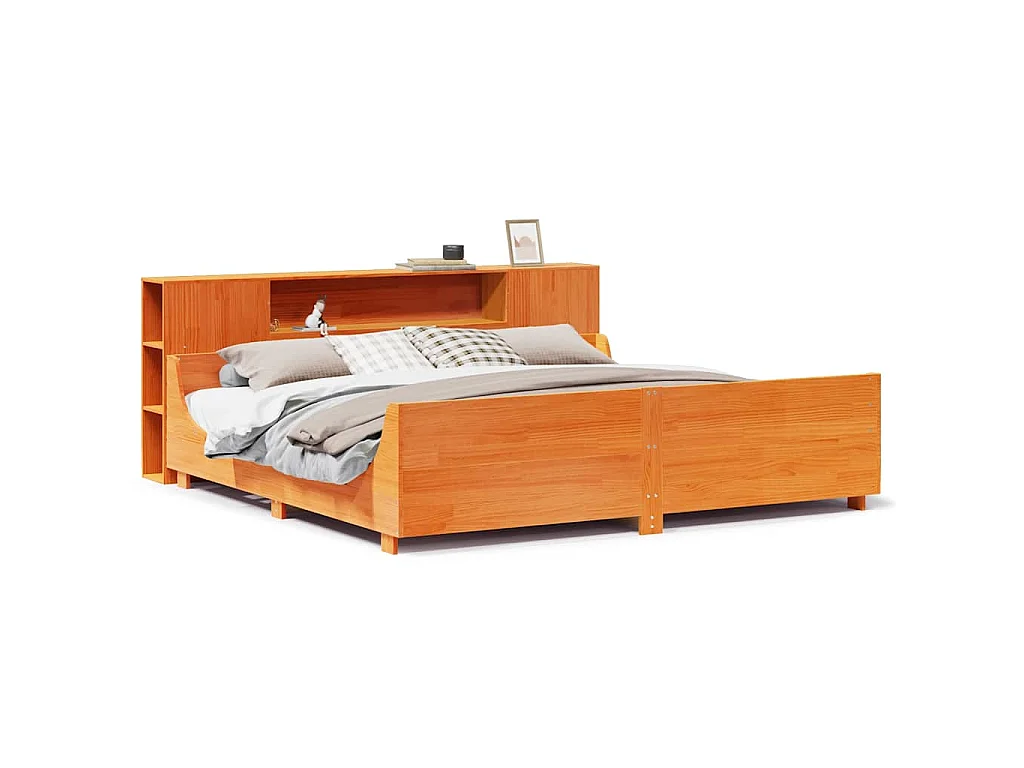 Bedframe zonder matras massief grenenhout wasbruin 200x200 cm