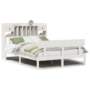 Bed met boekenkast zonder matras grenenhout wit 150×200 cm Bed met boekenkast zonder matras grenenhout wit 150×200 cm