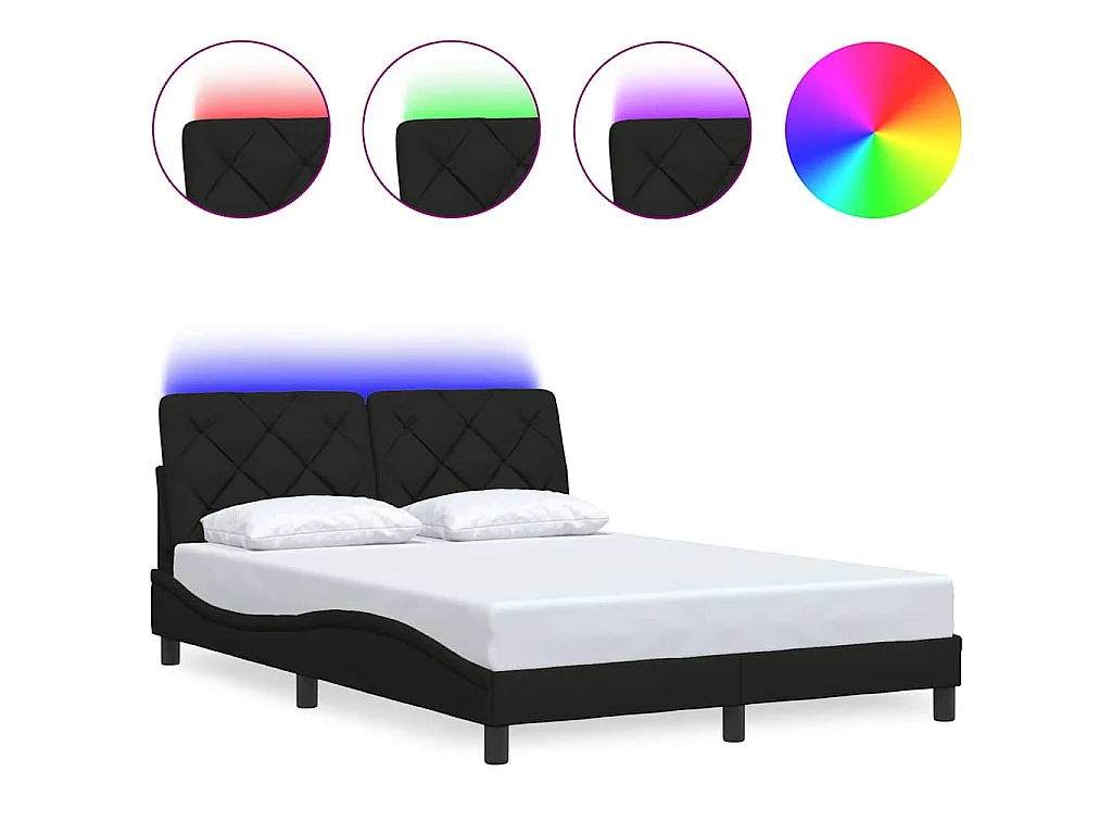 Bedframe met LED zonder matras 140x190 cm stof zwart