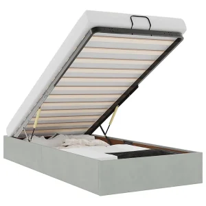 Bedframe zonder matras 100×200 cm fluweel lichtgrijs Bedframe zonder matras 100×200 cm fluweel lichtgrijs