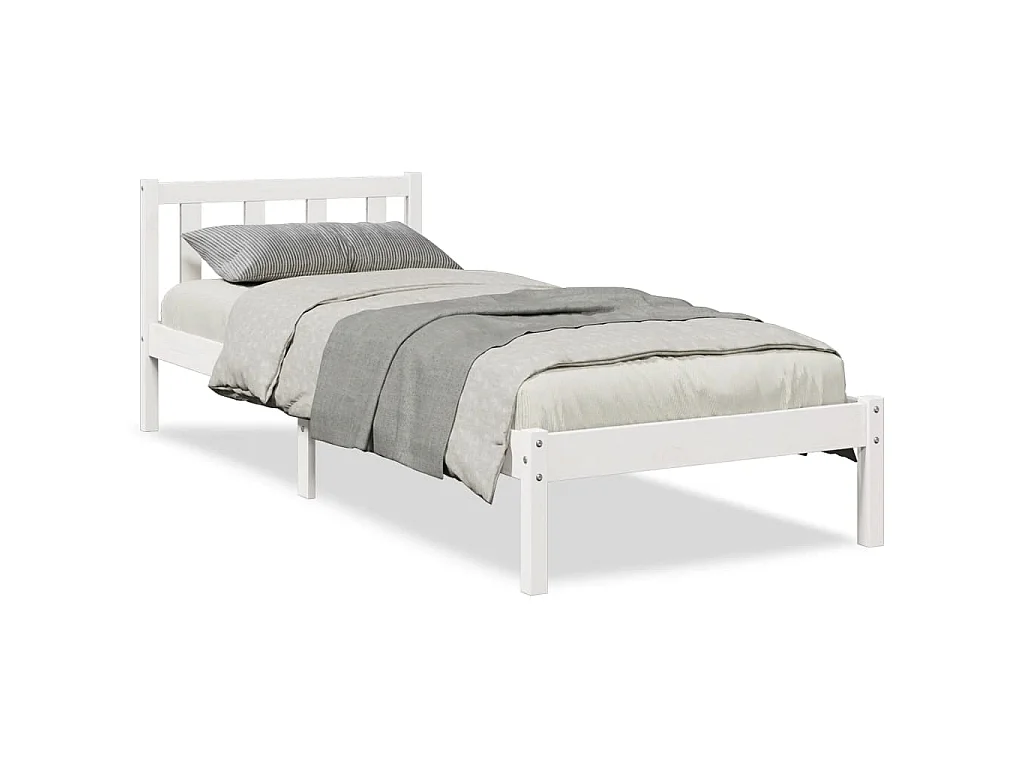 Bedframe extra lang zonder matras grenenhout wit 90x220 cm