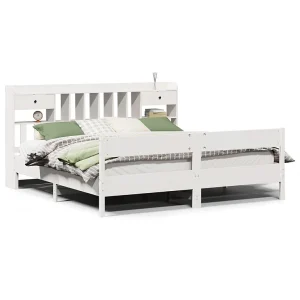 Bed met boekenkast zonder matras grenenhout wit 180×200 cm Bed met boekenkast zonder matras grenenhout wit 180×200 cm