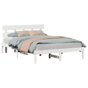 Bedframe met hoofdeinde Wit 160 x 200 cm Massief grenenhout