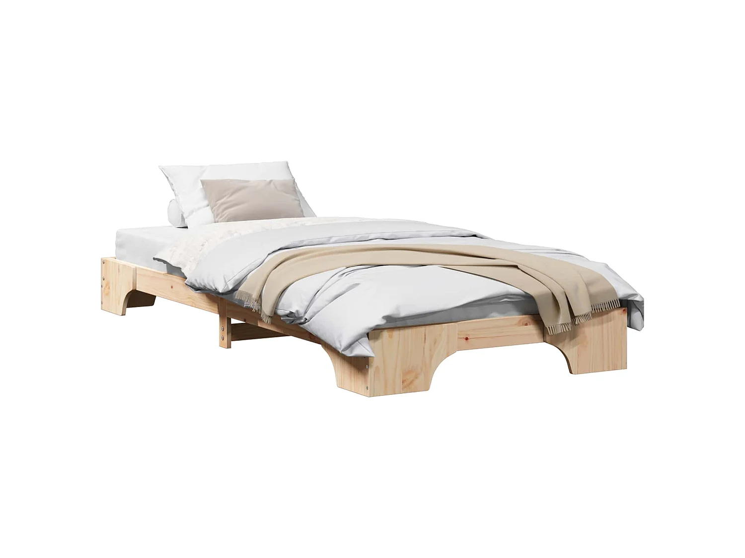 Bedframe Naturel 75 x 190 cm Massief grenenhout