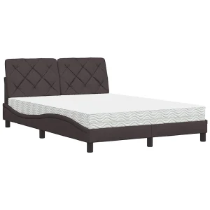 Bed met matras stof donkerbruin 140×190 cm Bed met matras stof donkerbruin 140×190 cm
