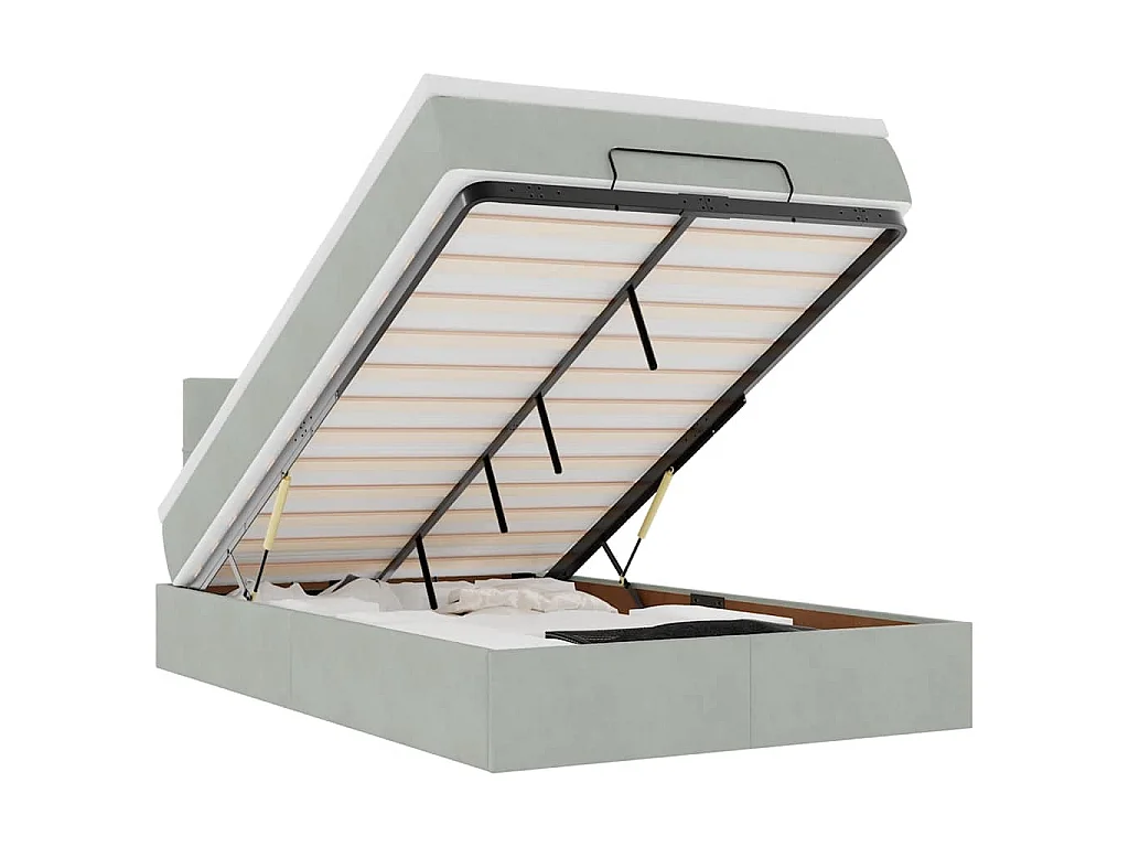 Bed poef met matras 120x190 cm fluweel lichtgrijs