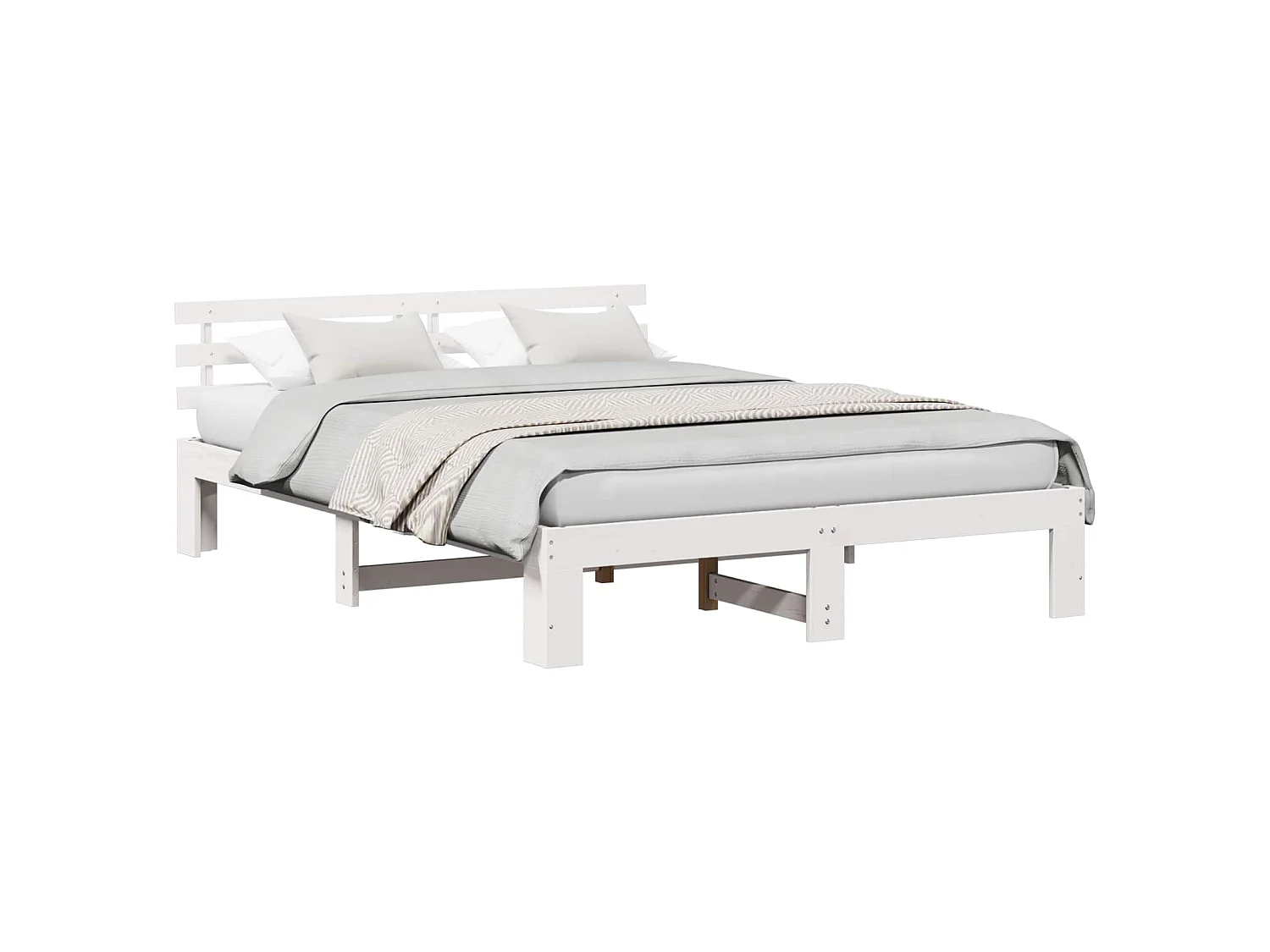 Bedframe met hoofdeinde Wit 150 x 200 cm Massief grenenhout