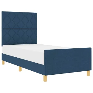 Bedframe met hoofdeinde Blauw 100 x 200 cm Stof Bedframe met hoofdeinde Blauw 100 x 200 cm Stof