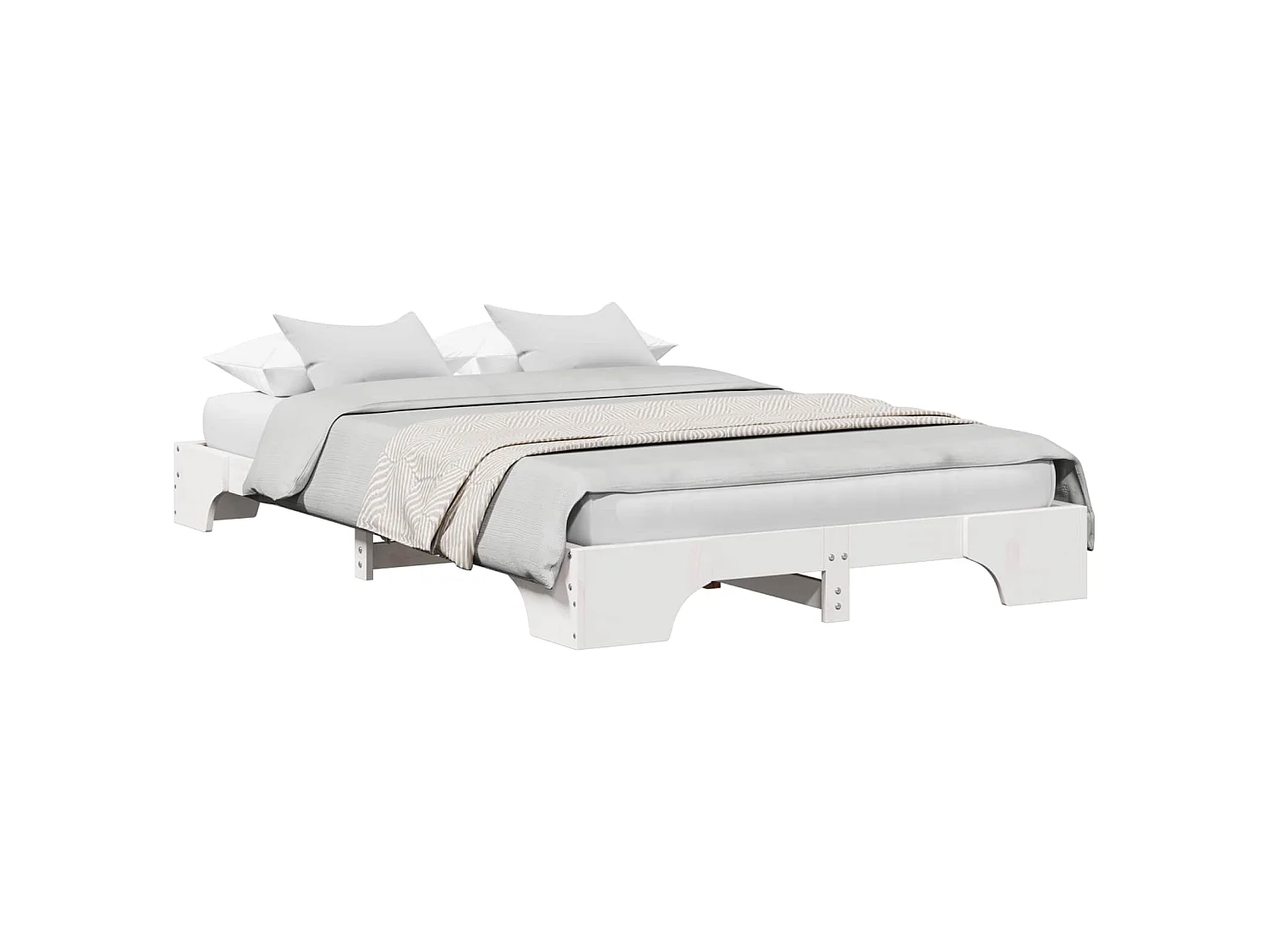 Bedframe Wit 135 x 190 cm Massief grenenhout