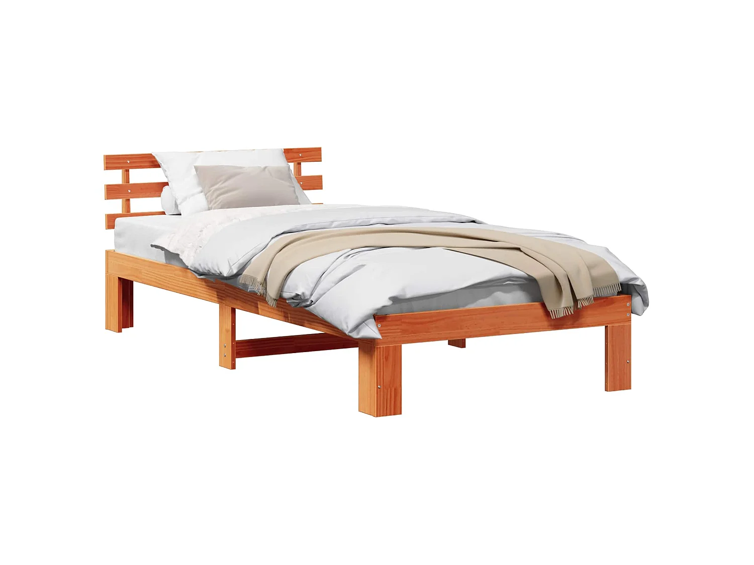 Bedframe met hoofdeinde Bruin 100 x 200 cm Massief grenenhout