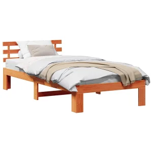 Bedframe met hoofdeinde Wasbruin 80 x 200 cm Massief grenenhout Bedframe met hoofdeinde Wasbruin 80 x 200 cm Massief grenenhout
