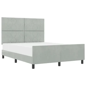 Bedframe met hoofdeinde Lichtgrijs 140 x 200 cm Fluweel Bedframe met hoofdeinde Lichtgrijs 140 x 200 cm Fluweel