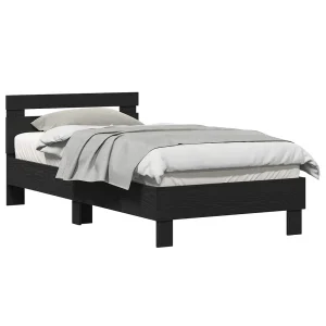 Bedframe Zwart Eiken 193 x 95 x 88 cm Bewerkt hout Bedframe Zwart Eiken 193 x 95 x 88 cm Bewerkt hout