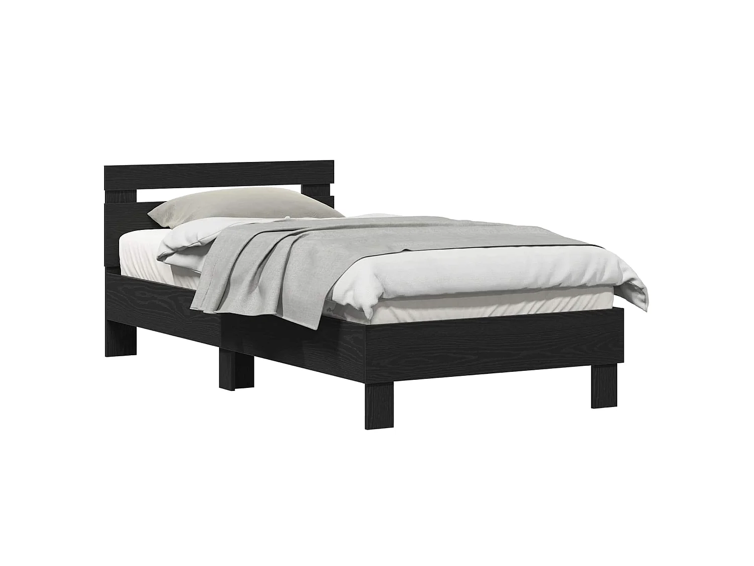 Bedframe Zwart Eiken 193 x 95 x 88 cm Bewerkt hout