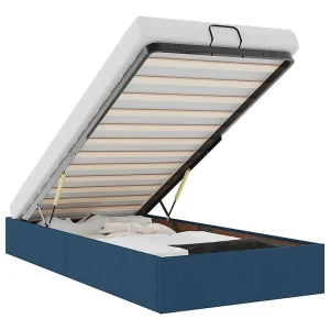 Bedframe zonder matras 90×190 cm stof blauw Bedframe zonder matras 90×190 cm stof blauw