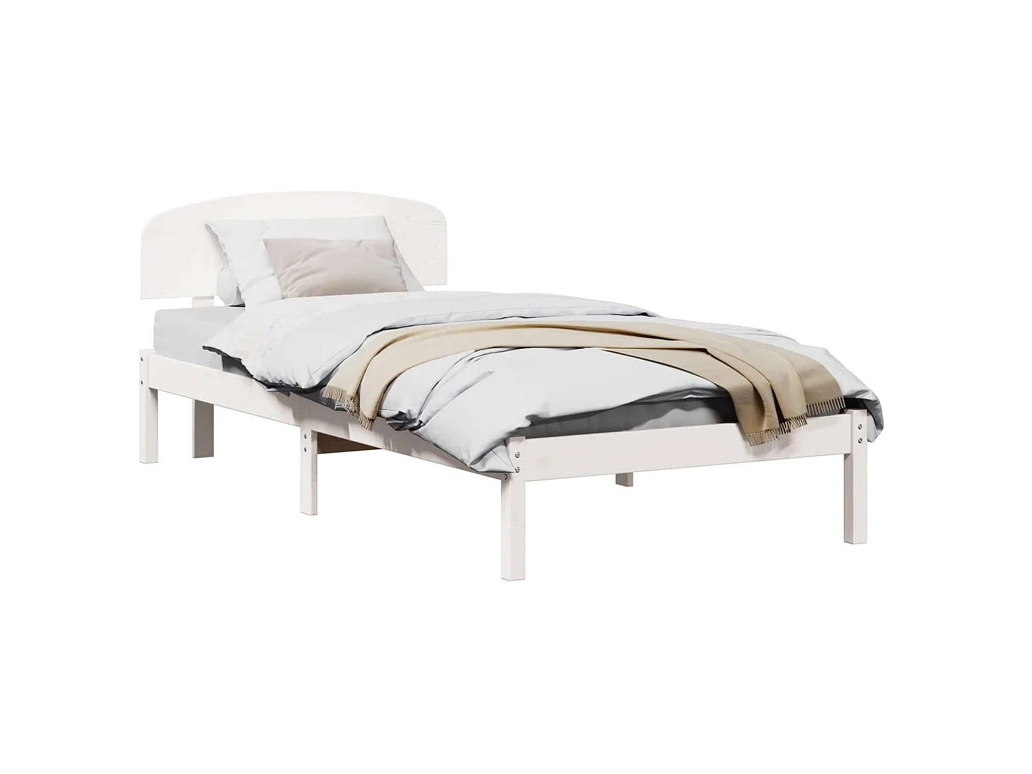 Bedframe met hoofdeinde Wit 90 x 190 cm Massief grenenhout