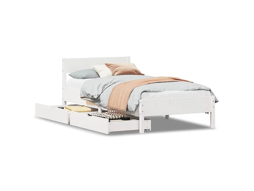 Bedframe zonder matras massief grenenhout wit 90x190 cm