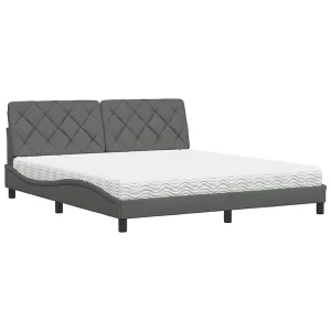 Bed met matras stof donkergrijs 180×200 cm Bed met matras stof donkergrijs 180×200 cm