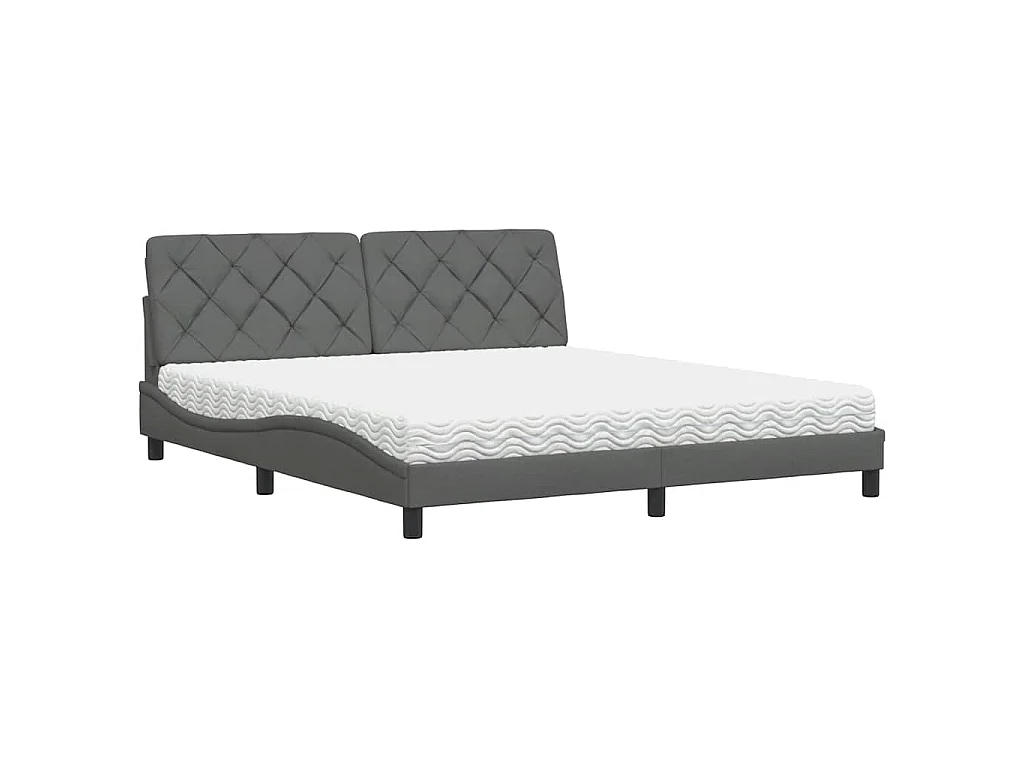 Bed met matras stof donkergrijs 180x200 cm