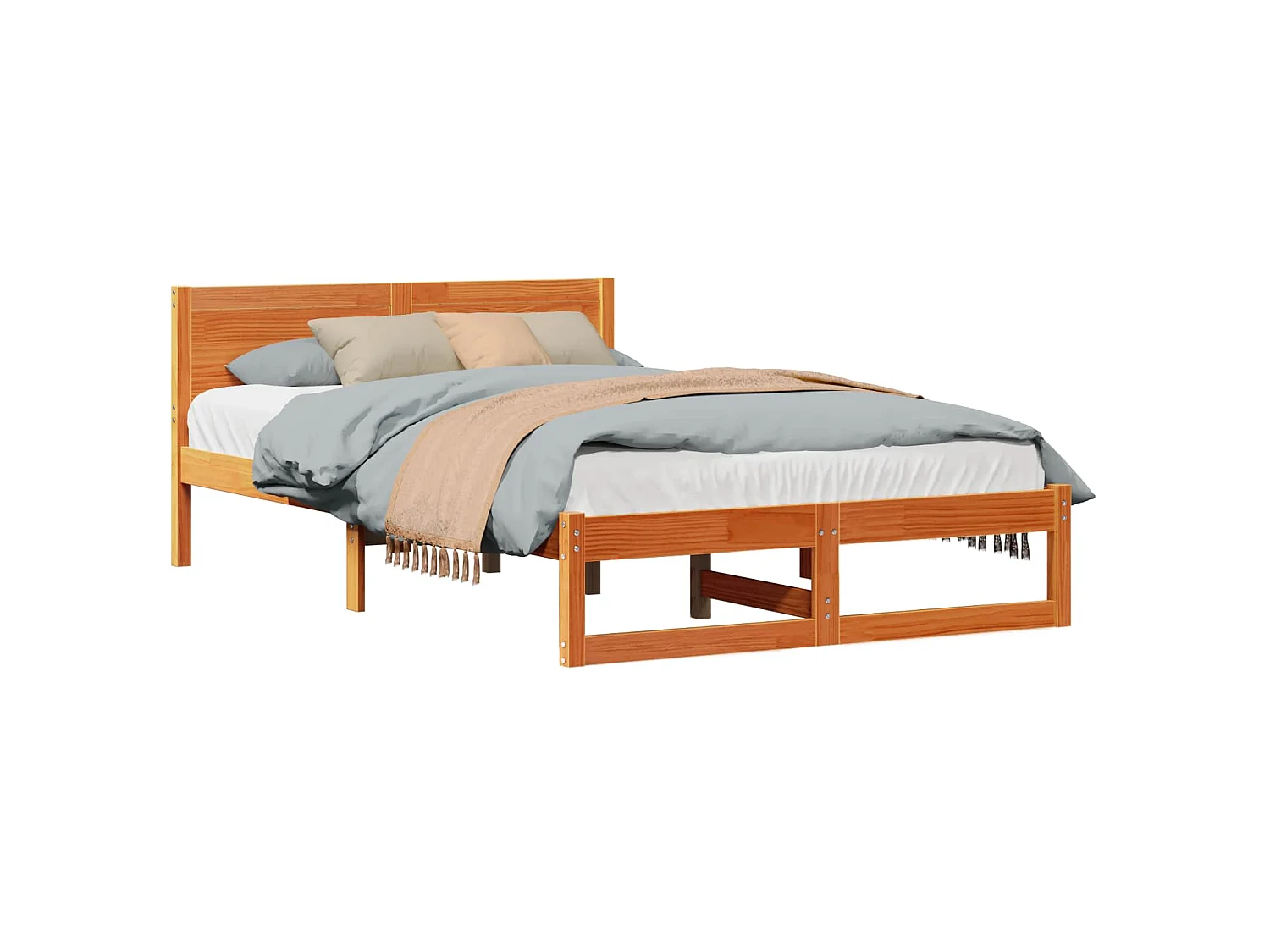 Bedframe Wasbruin 135 x 190 cm Massief grenenhout