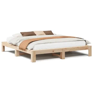 Bedframe zonder matras massief grenenhout 200×200 cm Bedframe zonder matras massief grenenhout 200×200 cm