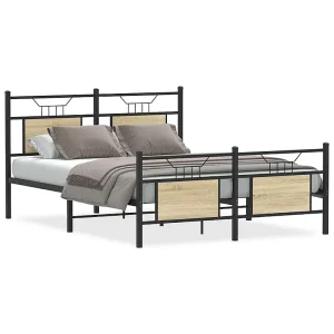 Bedframe zonder matras hout sonoma eikenkleurig 137×190 cm Bedframe zonder matras hout sonoma eikenkleurig 137×190 cm