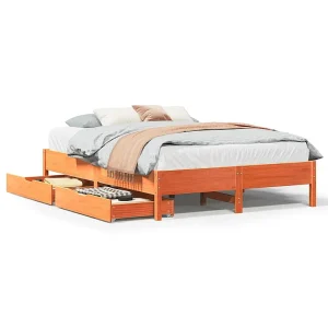 Bedframe zonder matras massief grenenhout wasbruin 140×200 cm Bedframe zonder matras massief grenenhout wasbruin 140×200 cm
